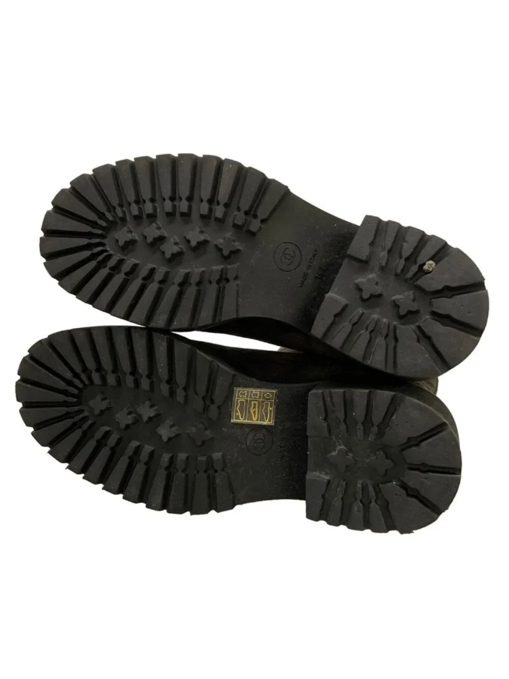 Chanel Short Boots C Dark Brown Black